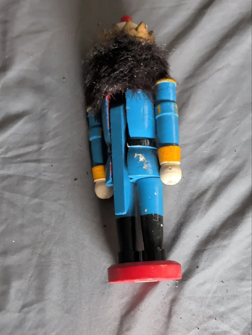 Blue Nutcracker Soldier Toy with Gold Crown Roughly 9 Inches